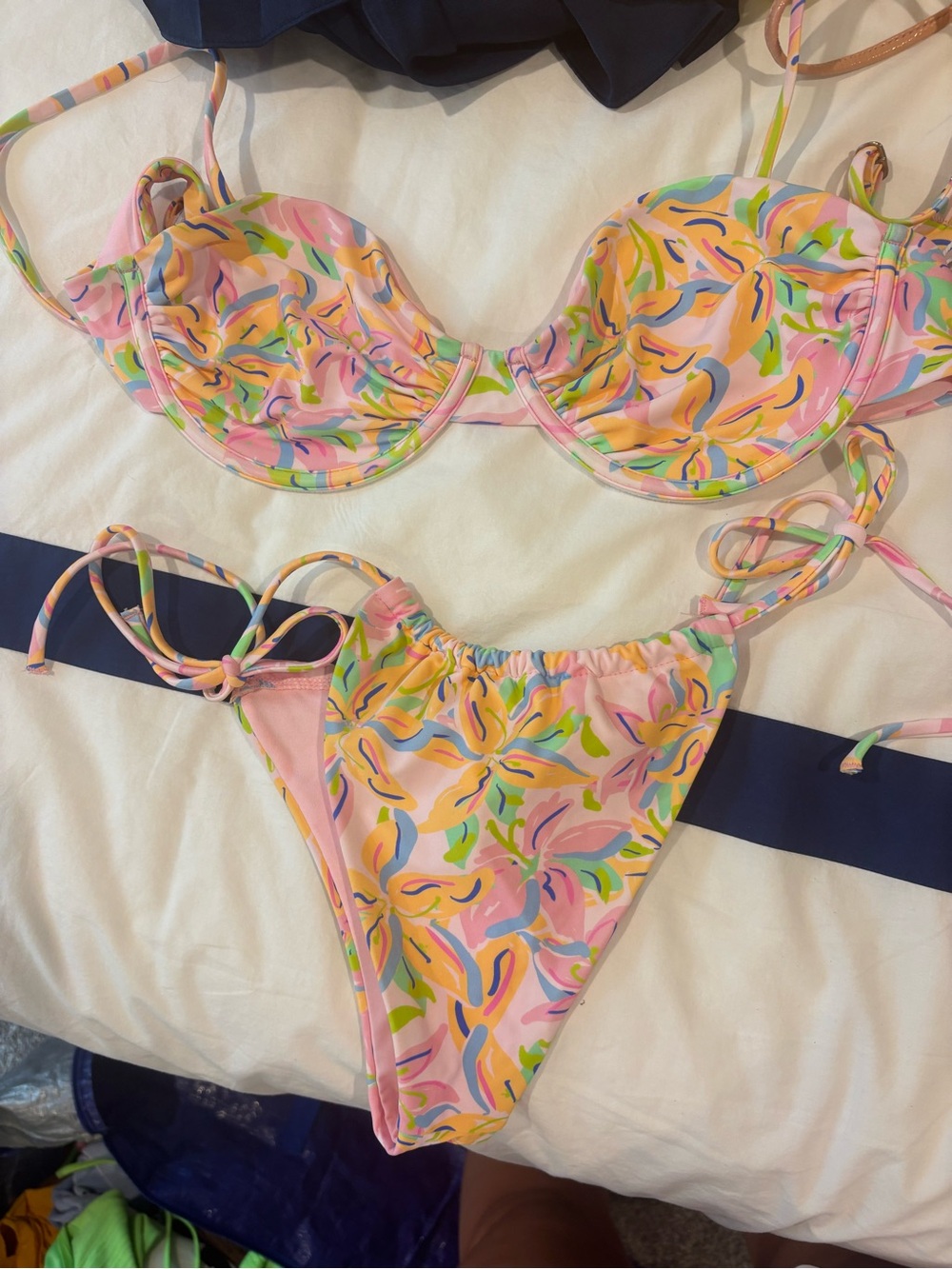 Princess Polly Pink & Yellow Abstract Print Bikini Set